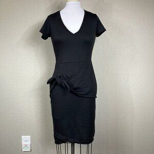 Dolan Left Coast Jersey Dress Peplum Tie in Black Anthropologie Sz XS